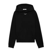 Zadig & Voltaire Svart Rhinestone Vingar Hoodie Black, Dam