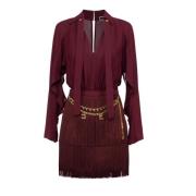 Elisabetta Franchi Georgette-miniklänning med fransar Red, Dam