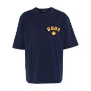 Dsquared2 Blå Logo Patch Crew Neck T-shirt Blue, Herr