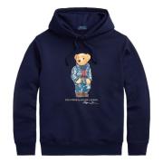 Polo Ralph Lauren Navy Denim Bear Sweatshirt Blue, Herr