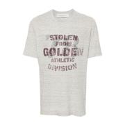 Golden Goose Bomull Jersey Logo Print Crew Neck Gray, Herr