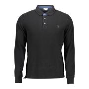 U.s. Polo Assn. Svart Polo Långärmad Broderad Black, Herr