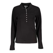 Tommy Hilfiger Långärmad Polo Tröja Svart Broderad Logotyp Black, Dam