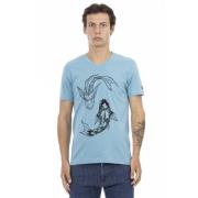 Trussardi Kortärmad V-ringad T-shirt - Framtryck Blue, Herr