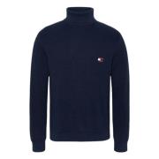 Tommy Hilfiger Blå Ribbstickad Turtleneck Tröja Blue, Herr