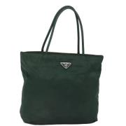 Prada Vintage Pre-owned Nylon handvskor Green, Dam