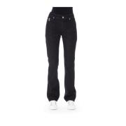 Baldinini Trendiga Regular Jeans med Logoknapp Black, Dam