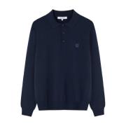 Maison Kitsuné Bold Fox Head Patch Polo Sweaters Blue, Herr