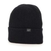 Woolrich Svart Ribbstickad Beanie Mössa Black, Herr