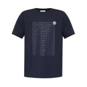 Moncler Navy Crew Neck T-shirt med Logo Blue, Herr