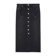 Isabel Marant Svart knapp framkjol Black, Dam