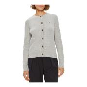 Tommy Hilfiger Flätad Logo Cardigan Gray, Dam