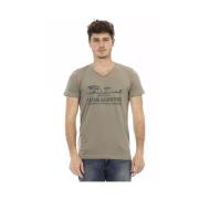 Trussardi Elegant V-ringad T-shirt med Frontprint Brown, Herr