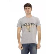 Trussardi Höjd Casual Grå Tee med Unik Frontprint Gray, Herr