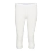 Cream Snövit Leggings med Spetsdetaljer White, Dam