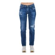 Frankie Morello Blå Bomull Slim-Fit Denim Jeans Blue, Dam