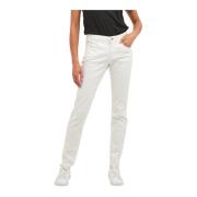 Cream Vit Twill Jeans Straight-Leg White, Dam