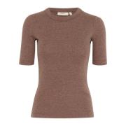 InWear Brun Puce Melange 3/4 Ärm Topp Brown, Dam