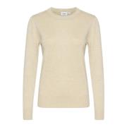 Saint Tropez MilaSZ Pullover Stickad Jojoba Melange Beige, Dam