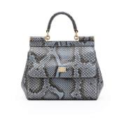 Dolce & Gabbana Celeste Python Sicily Väska Gray, Dam