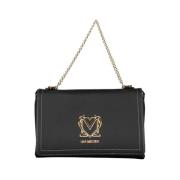 Love Moschino Svart Polyeten Axelväska med Kedjehandtag Black, Dam