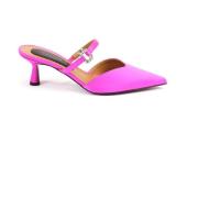 Testoni Satin Slingback med Juvel Hardware Pink, Dam