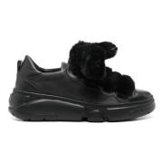 AGL Faux Fur Läder Sneakers Black, Dam