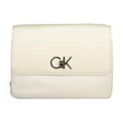 Calvin Klein Beige Axelväska med Kedjehandtag Beige, Dam