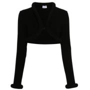 Jean Paul Gaultier Svart Viskos Cardigan med Skumdetalj Black, Dam