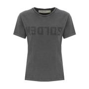 Golden Goose Grå Bomull Crewneck T-shirt med Logo Patch Gray, Dam