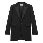 Saint Laurent Svart Yllejacka Enkelknäppt Black, Dam