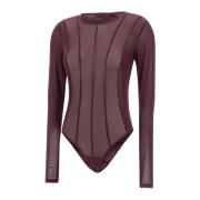 Remain Birger Christensen Burgundy Lycra Bodysuit med Transparens Red,...