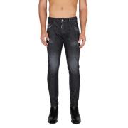 Dsquared2 Svarta Skater Jeans med Tvättad Textur Black, Herr