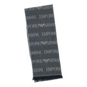 Emporio Armani Grå Ullblandning Logo Stole Gray, Herr