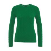 Ralph Lauren Grön Kabelstickad Tröja Aw24 Green, Dam