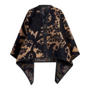 Etro Blommig Chenille Jacquard Reversibel Cape Jacka Multicolor, Dam