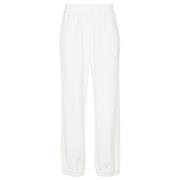 Brunello Cucinelli Vit Jersey Track Byxor Elastisk Midja White, Dam