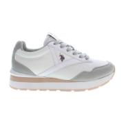 U.s. Polo Assn. Vit Polyester Sneaker med Kontrasterande Detaljer Whit...