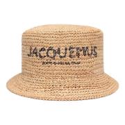 Jacquemus Raffia Bucket Hat med Flätat Design Brown, Herr