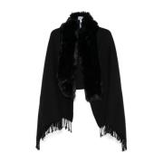 Blugirl Svart Faux-Fur Trim Scarf Black, Dam