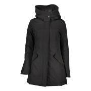 Woolrich Svart Dam Parka Jacka med Huva Black, Dam