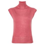 Rick Owens Turtle Neck Top Thulian Stil Pink, Dam