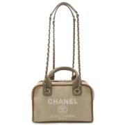 Chanel Vintage Pre-owned Canvas chanel-vskor Beige, Dam