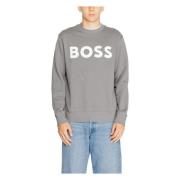 Boss Grå Långärmad Rundhalsad Sweatshirt Gray, Herr