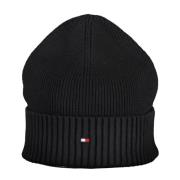 Tommy Hilfiger Broderad Logotyp Bomull Beanie Svart Black, Herr