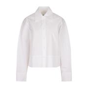 Jil Sander Vit Boxy Crop Skjorta med Bred Hem White, Dam