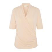 Soaked in Luxury Draperad Wrap Blus Sandshell Beige, Dam