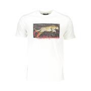 Cavalli Class Tryck Logo Rund Hals T-shirt White, Herr