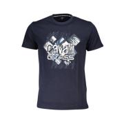 Cavalli Class Blå Bomull Tryckt Logotyp T-shirt Blue, Herr