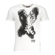 Cavalli Class Kortärmad Logo Print T-shirt Vit White, Herr